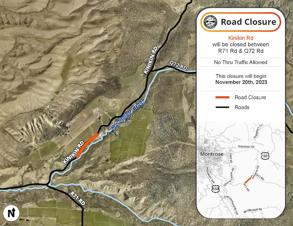 The Kinikin Road closure map. The road will be closed between R71 Road and Q72 Road beginning...
