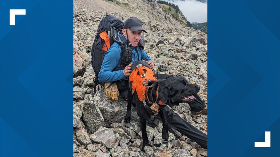 Ted Katauskas and Stryker during the Aug. 25 search of the area north of the summit of Mount...