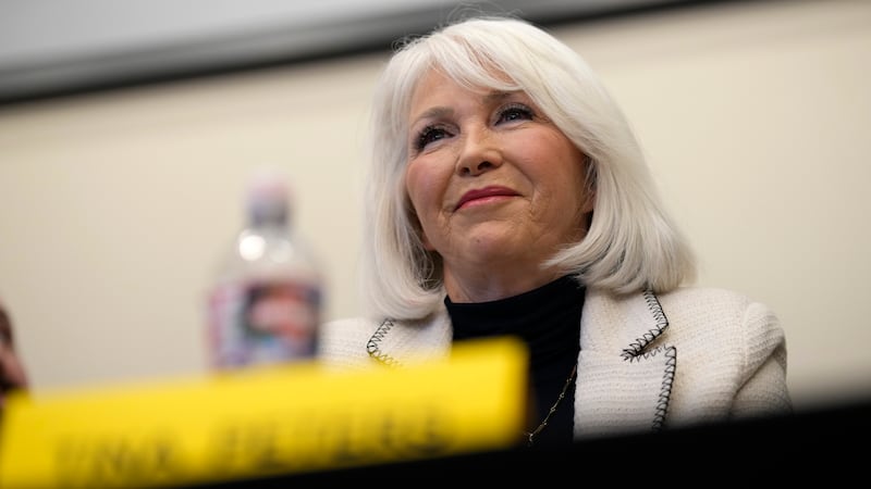 Candidate for the Colorado Republican Party chair position Tina Peters speaks during a debate...