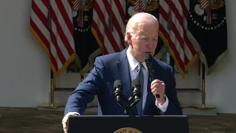 President Joe Biden speaks in this file photo. The U.S. on Friday sanctioned more than 1,000...