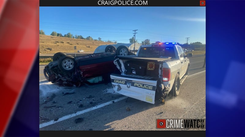 The SUV flipped after slamming into the back of the patrol truck.
